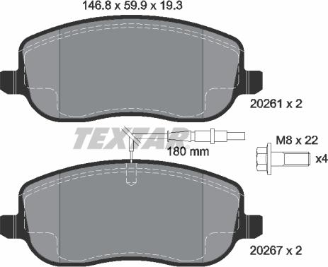Textar 2026101 - Brake Pad Set, disc brake autospares.lv