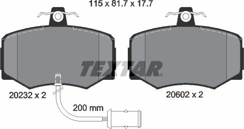 Textar 2023201 - Brake Pad Set, disc brake autospares.lv