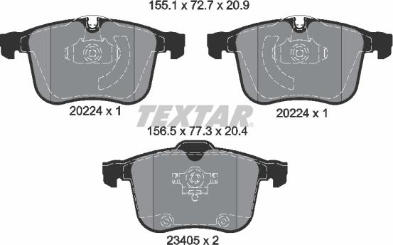 Textar 2022401 - Brake Pad Set, disc brake autospares.lv