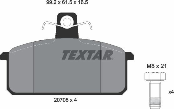 Textar 2070803 - Brake Pad Set, disc brake autospares.lv