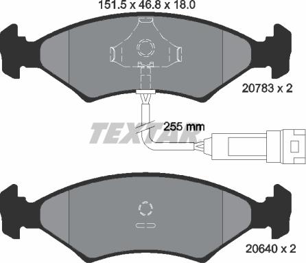 Textar 2078302 - Brake Pad Set, disc brake autospares.lv