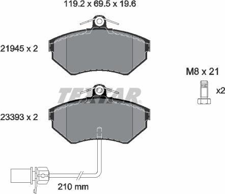 Textar 2194504 - Brake Pad Set, disc brake autospares.lv