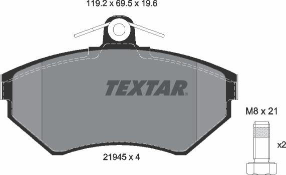 Textar 2194503 - Brake Pad Set, disc brake autospares.lv