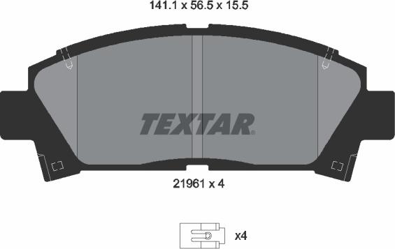 Textar 2196102 - Brake Pad Set, disc brake autospares.lv
