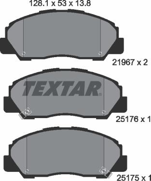 Textar 2196701 - Brake Pad Set, disc brake autospares.lv