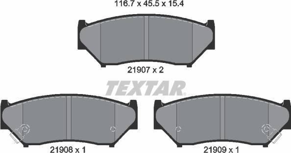 Textar 2190701 - Brake Pad Set, disc brake autospares.lv