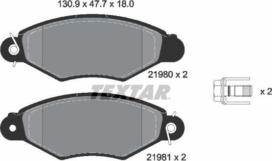 Textar 2198004 - Brake Pad Set, disc brake autospares.lv