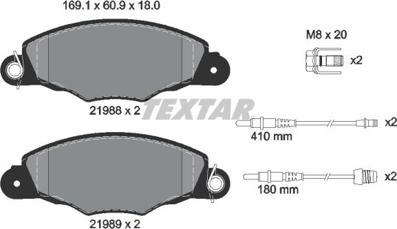 Textar 2198804 - Brake Pad Set, disc brake autospares.lv