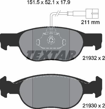 Textar 2193201 - Brake Pad Set, disc brake autospares.lv