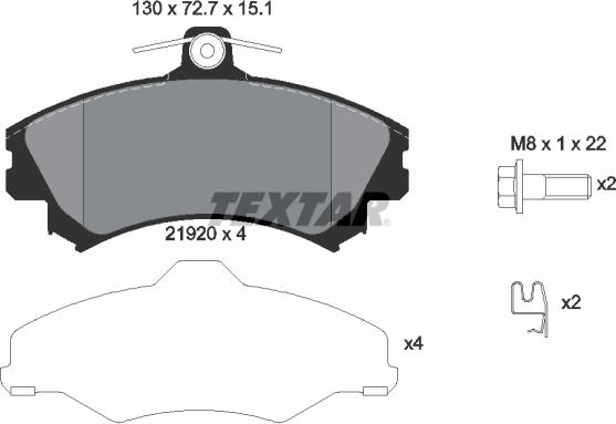 Textar 2192001 - Brake Pad Set, disc brake autospares.lv