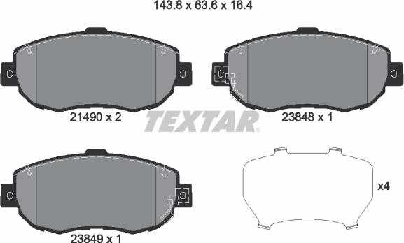 Textar 2149001 - Brake Pad Set, disc brake autospares.lv
