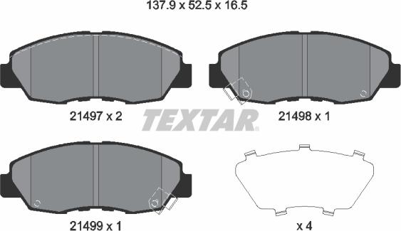 Textar 2149704 - Brake Pad Set, disc brake autospares.lv