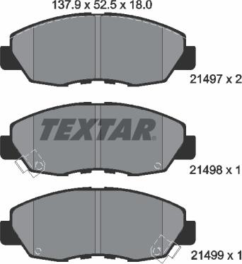 Textar 2149701 - Brake Pad Set, disc brake autospares.lv