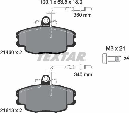 Textar 89011100 - Brake Set, disc brakes autospares.lv