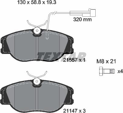 Textar 2155704 - Brake Pad Set, disc brake autospares.lv