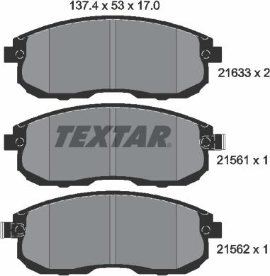 Textar 2156101 - Brake Pad Set, disc brake autospares.lv