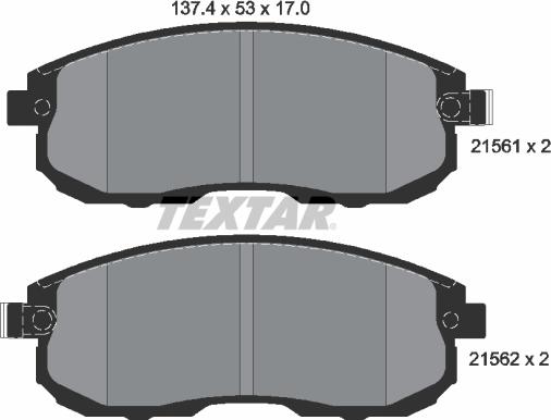 Textar 2156201 - Brake Pad Set, disc brake autospares.lv