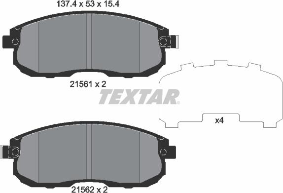 Textar 2156203 - Brake Pad Set, disc brake autospares.lv