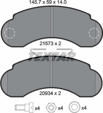 Textar 2157302 - Brake Pad Set, disc brake autospares.lv