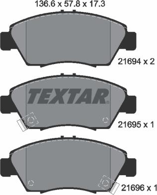 Textar 2169401 - Brake Pad Set, disc brake autospares.lv