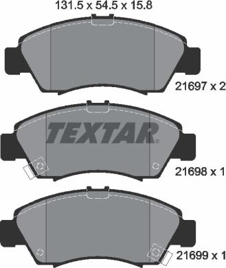 Textar 2169701 - Brake Pad Set, disc brake autospares.lv
