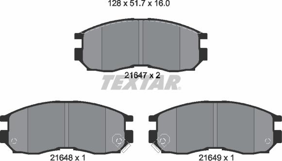 Textar 2164701 - Brake Pad Set, disc brake autospares.lv