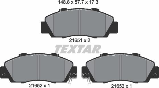 Textar 2165101 - Brake Pad Set, disc brake autospares.lv