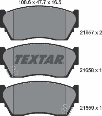 Textar 2165701 - Brake Pad Set, disc brake autospares.lv