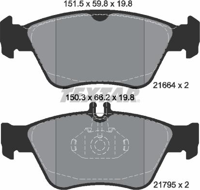 Textar 2166404 - Brake Pad Set, disc brake autospares.lv