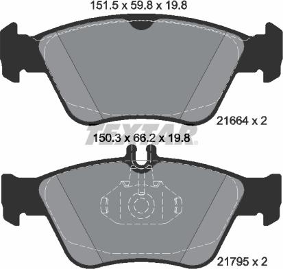 Textar 2166481 - Brake Pad Set, disc brake autospares.lv