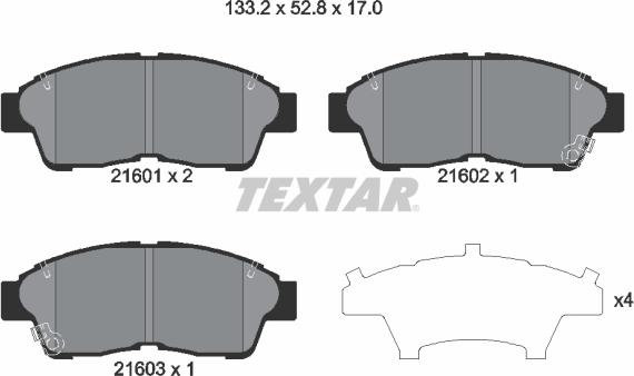 Textar 2160101 - Brake Pad Set, disc brake autospares.lv