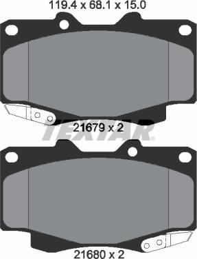 Textar 2168001 - Brake Pad Set, disc brake autospares.lv