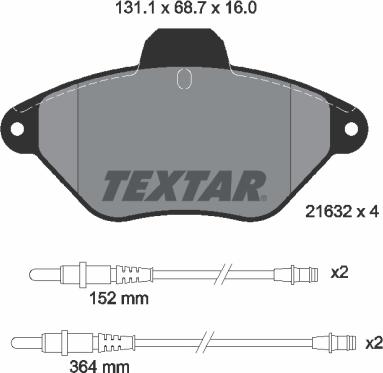 Textar 2163201 - Brake Pad Set, disc brake autospares.lv