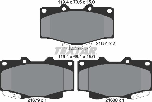 Textar 2167904 - Brake Pad Set, disc brake autospares.lv