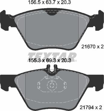 Textar 2167001 - Brake Pad Set, disc brake autospares.lv