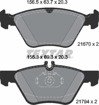 Textar 2167081 - Brake Pad Set, disc brake autospares.lv