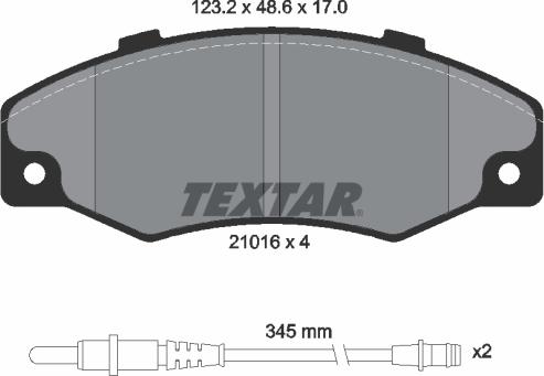 Textar 2101602 - Brake Pad Set, disc brake autospares.lv