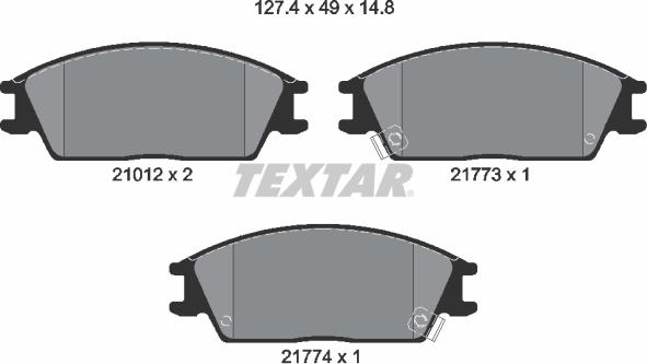 Textar 2101202 - Brake Pad Set, disc brake autospares.lv