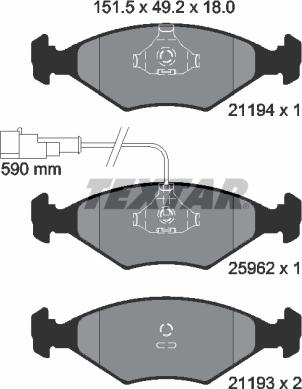 Textar 2119401 - Brake Pad Set, disc brake autospares.lv