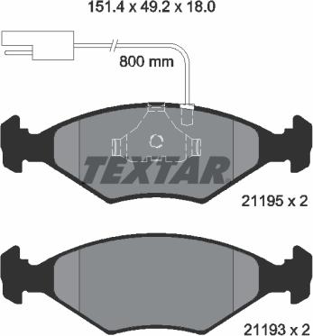 Textar 2119501 - Brake Pad Set, disc brake autospares.lv