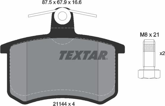 Textar 2114401 - Brake Pad Set, disc brake autospares.lv