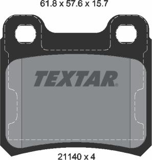Textar 2114001 - Brake Pad Set, disc brake autospares.lv