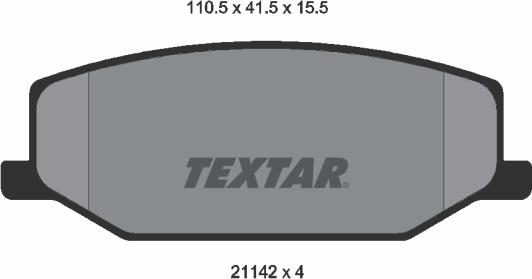 Textar 2114202 - Brake Pad Set, disc brake autospares.lv