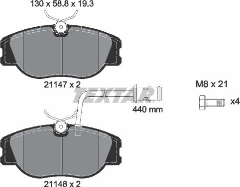 Textar 2114703 - Brake Pad Set, disc brake autospares.lv