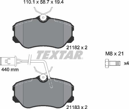 Textar 2118204 - Brake Pad Set, disc brake autospares.lv
