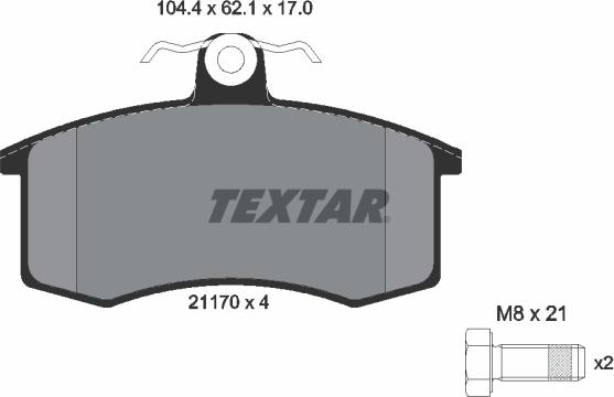 Textar 2117002 - Brake Pad Set, disc brake autospares.lv