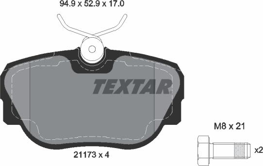 Textar 2117302 - Brake Pad Set, disc brake autospares.lv