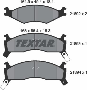 Textar 2189202 - Brake Pad Set, disc brake autospares.lv