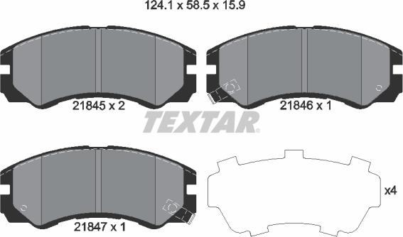 Textar 2184501 - Brake Pad Set, disc brake autospares.lv