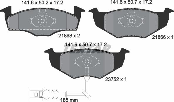 Textar 2186801 - Brake Pad Set, disc brake autospares.lv